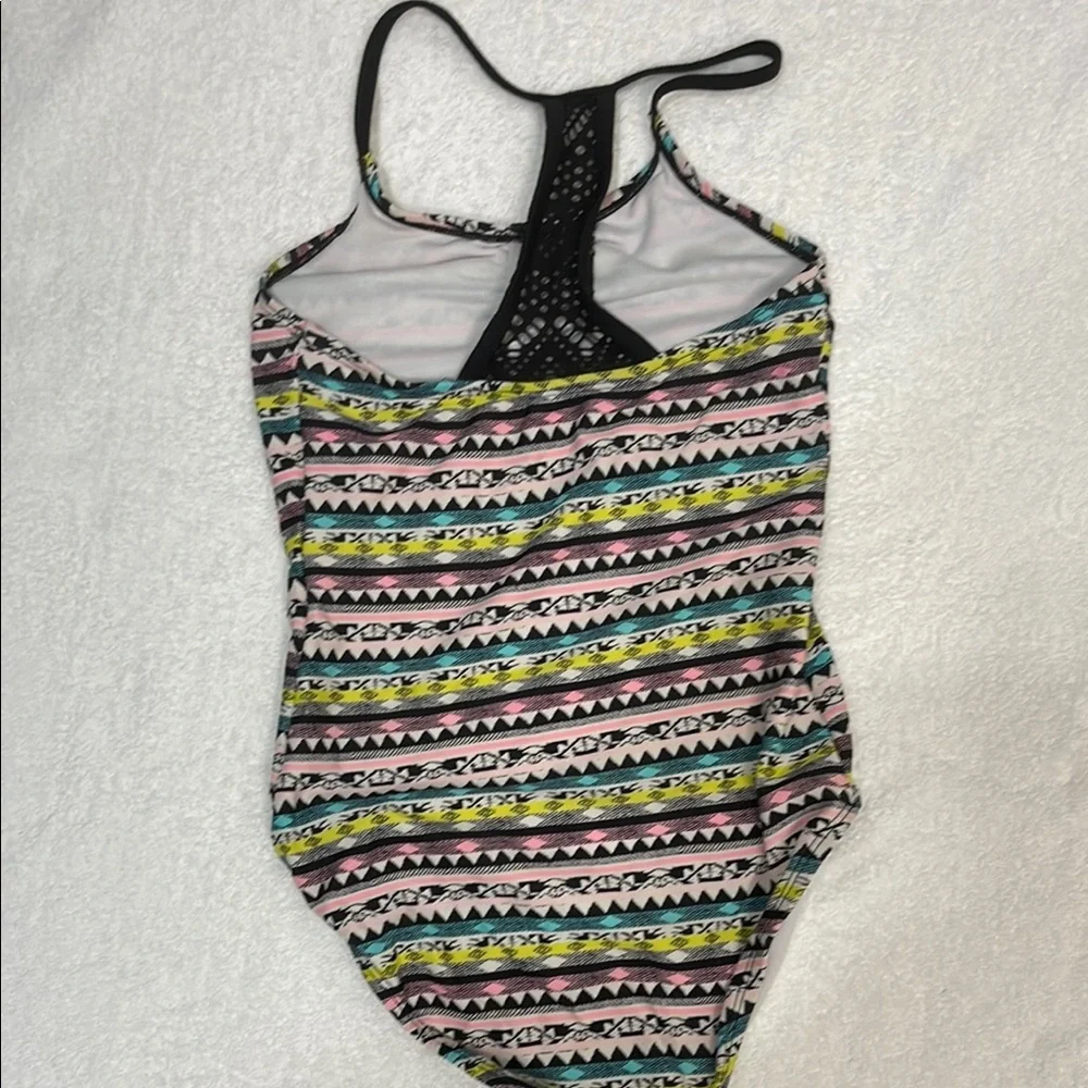 O’Rageous Colorful Patterned One-Piece Swimsuit Size 8 EUC